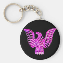 Eagle de oro en rosado, lila, fondo negro llavero