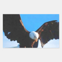 Eagle en vuelo rectangular pegatina