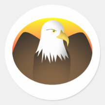Eagle que separa puesta del sol de las alas etiquetas redondas
