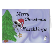 Earthlings de las Felices Navidad extranjeros Tarjeton