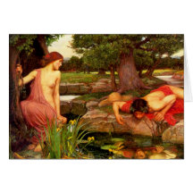 Eco del Waterhouse y tarjeta de nota del narciso