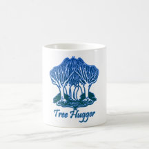 Ecologista azul de la naturaleza de los árboles de tazas de café
