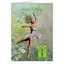 Edad 11, tarjeta de cumpleaños de hadas de la flor