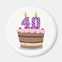 Edad 40 en la torta de cumpleaños iman de frigorífico