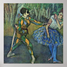 Edgar Degas - Harlequin y Columbine Poster