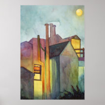 Edificio de la escena de la noche de la ventana po