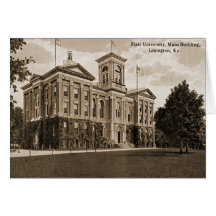 Edificio principal de la universidad de estado de  tarjetón