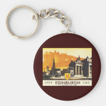 Edimburgo vía el poster del carril de LNER Llavero