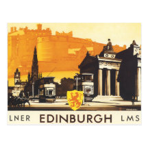 Edimburgo vía el poster del carril de LNER Tarjetas Postales