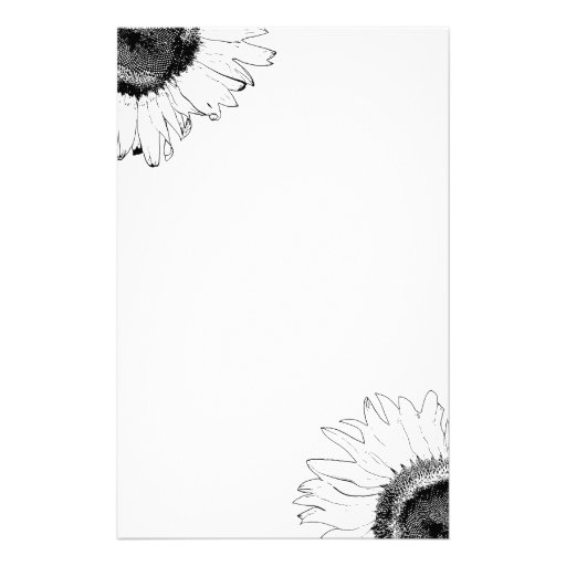 Efectos de escritorio blancos y negros del girasol papeleria personalizada