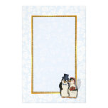Efectos de escritorio del boda del pingüino papeleria de diseño