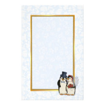 Efectos de escritorio del boda del pingüino papeleria de diseño