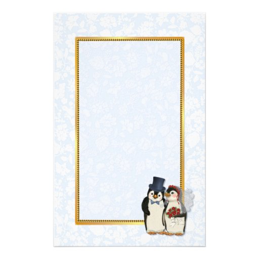Efectos de escritorio del boda del pingüino papeleria de diseño