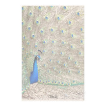 Efectos de escritorio del pájaro del pavo real papeleria de diseño