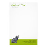 Efectos de escritorio del verde del gato negro  papeleria de diseño