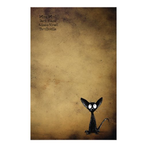 Efectos de escritorio góticos del gato negro papeleria de diseño