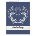 Einladung - flower frame blue grußkarten