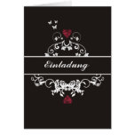 Einladung - red heart black karte