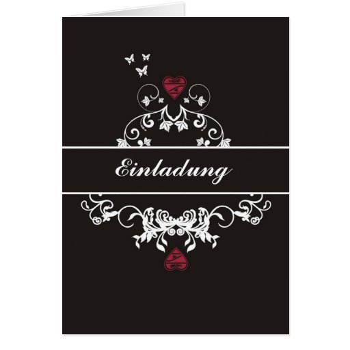 Einladung - red heart black karte