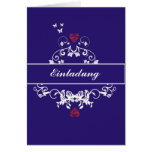 Einladung - red heart blue karte