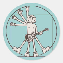 Eje de balancín de Vitruvian del dibujo animado Pegatinas Redondas