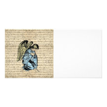 Ejemplo antiguo del ángel en el papel del vintage tarjetas fotográficas 