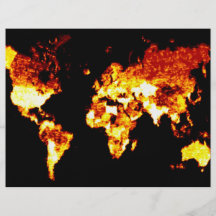 Ejemplo ardiente del mapa del mundo tarjetas publicitarias