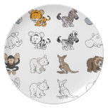 Ejemplos del animal salvaje del dibujo animado plato de comida