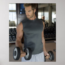 Ejercitando, gimnasio, deporte, hombre, cuidado de impresiones