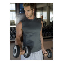 Ejercitando, gimnasio, deporte, hombre, cuidado de postales