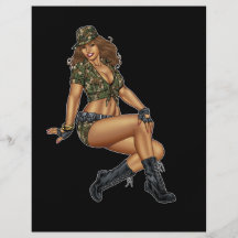 Ejército cabelludo oscuro o chica modelo militar p flyer personalizado