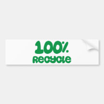 ¡El 100% recicla productos y diseños! Pegatina De Parachoque
