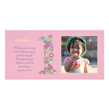 El 1r cumpleaños de las niñas le agradece tarjeta  tarjetas con fotos personalizadas