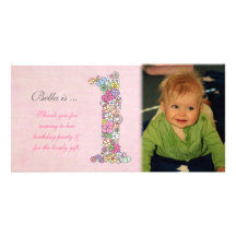 El 1r cumpleaños de los bebés le agradece tarjeta  tarjetas fotograficas personalizadas