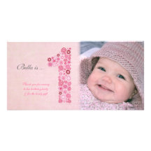 El 1r cumpleaños de los bebés le agradece tarjeta  tarjetas fotograficas personalizadas