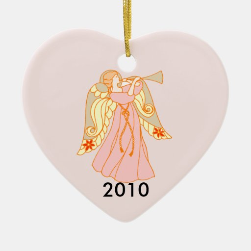 El 1r navidad del ángel del bebé rosado del corazó ornamento de reyes magos