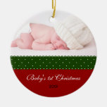 El 1r navidad del bebé - cinta (roja) adornos de navidad
