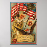 el 4 de julio - poster del arte del vintage