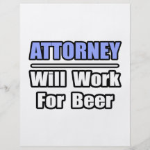 El abogado… trabajará para la cerveza tarjeta publicitaria
