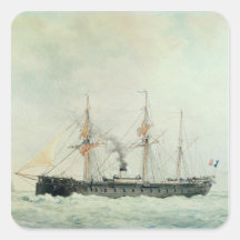 El acorazado francés, "La Gloire", 1880 Calcomania Cuadradas