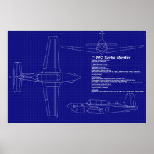 El aeroplano Blueprints al mentor del | T-34 C Posters