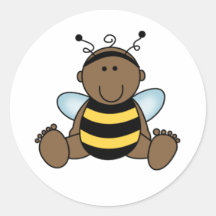 El afroamericano manosea al bebé de la abeja pegatina