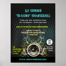 El altavoz de DJ irradia el poster promocional