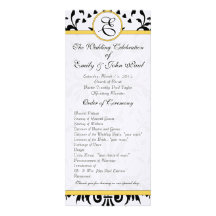 El amarillo manosea programa negro del boda del da invitaciones personales 