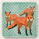 El ámbar Foxes el práctico de costa de Polkadot posavasos de corcho