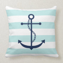 El ancla azul en la menta raya el modelo almohadas