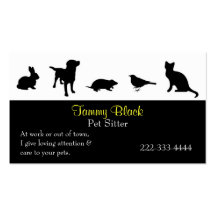 El animal negro siluetea la tarjeta de visita del 
