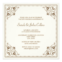 El aniversario de boda elegante invita - broncee,  anuncio personalizado