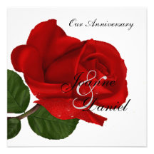 El aniversario invita al rosa rojo blanco floral anuncios personalizados