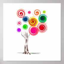 El árbol coloreado remolina el eco espiral graphic posters